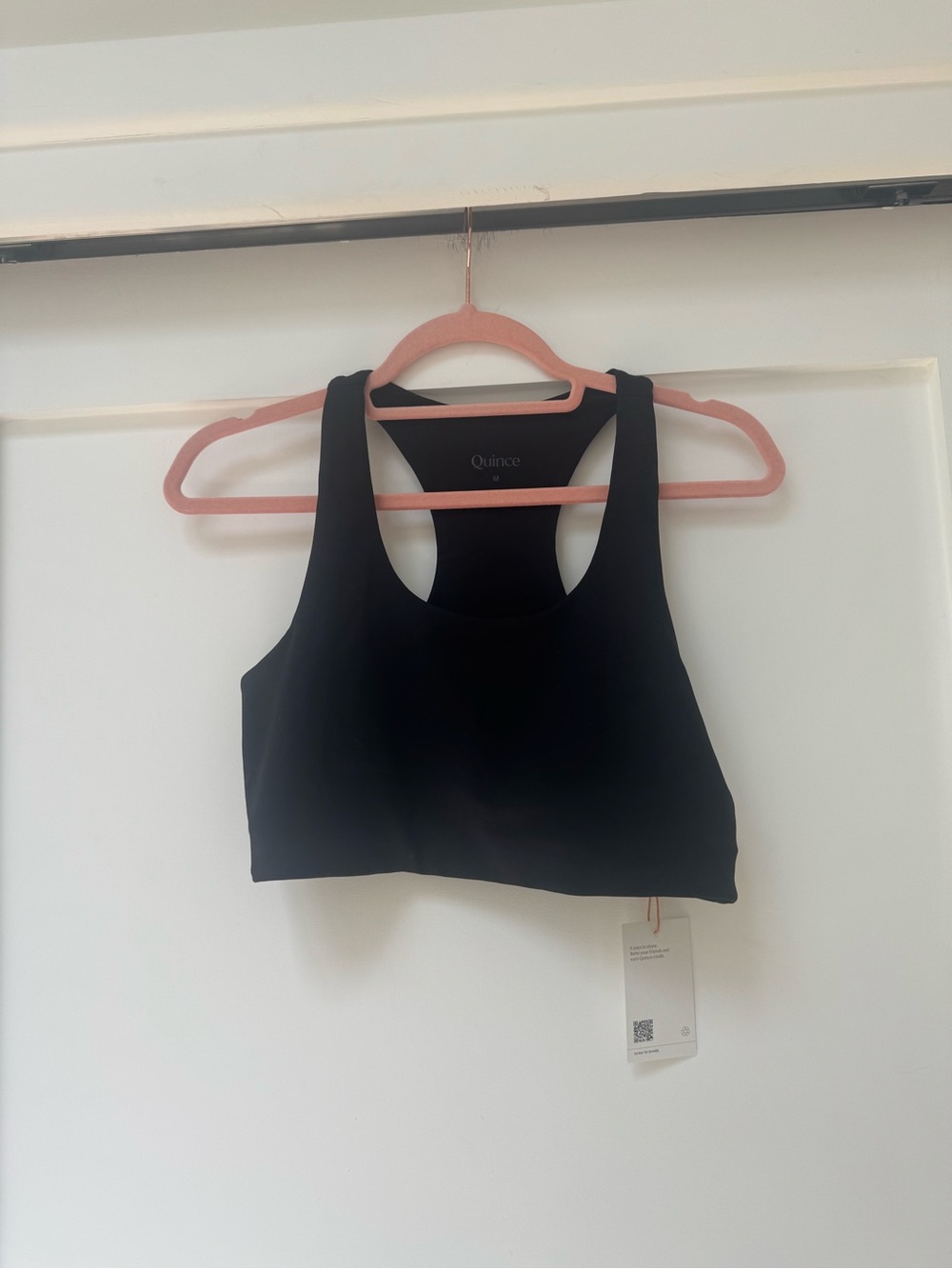 Quince Black Racerback Crop Sports Bra